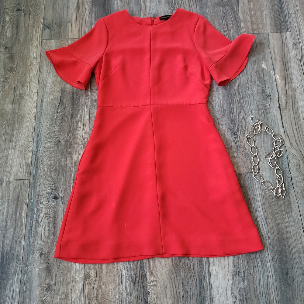 Banana Republic Elegant Red Ruffle Sleeve Dress - Picture 9 of 15